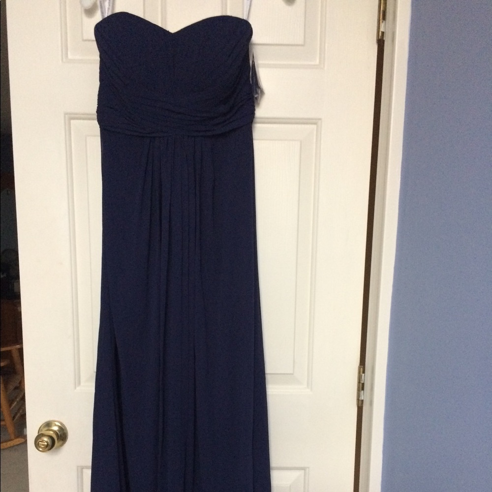 Strapless chiffon evening dress